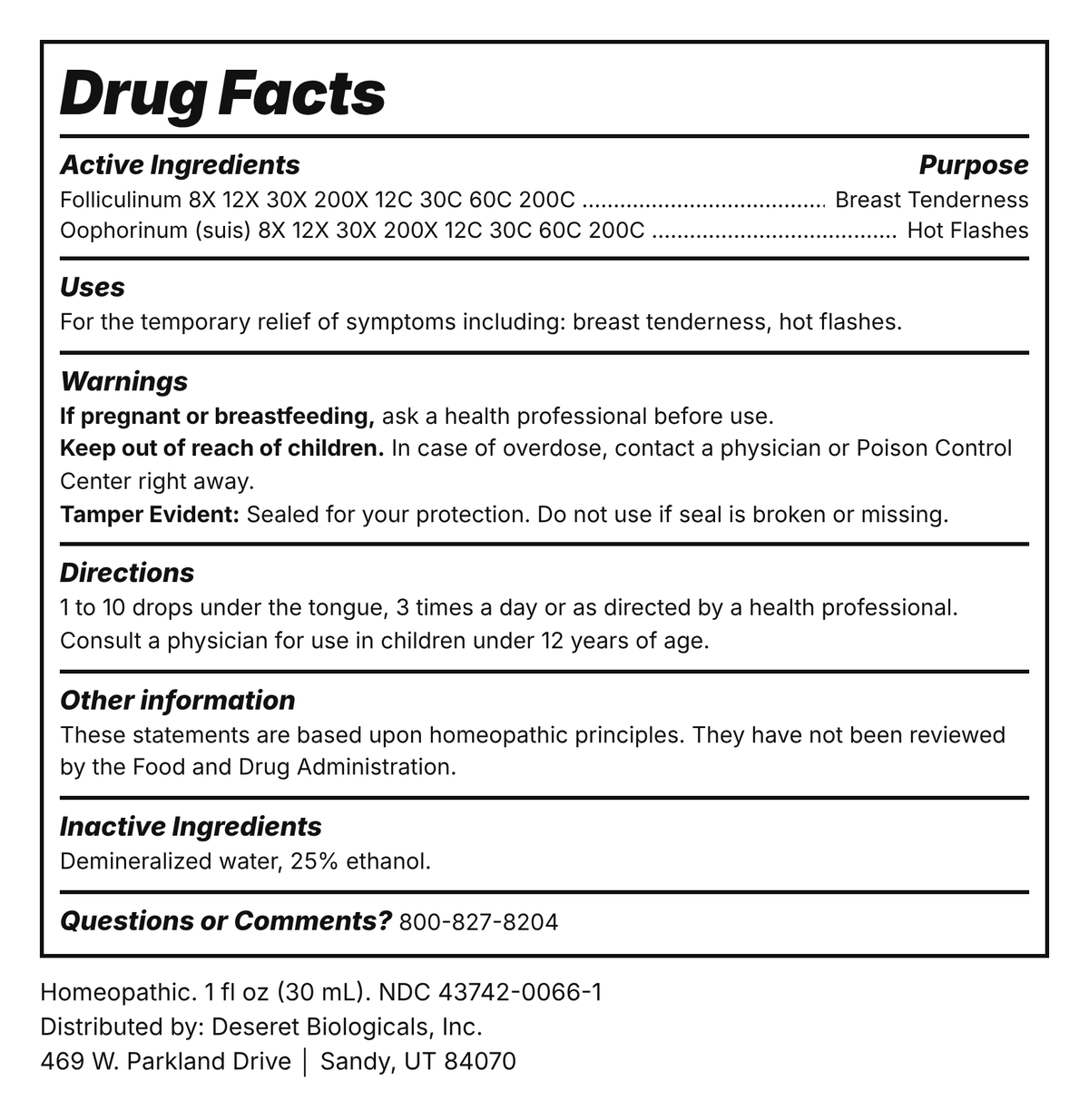 DesBio Estrogen homeopathic Drug Facts